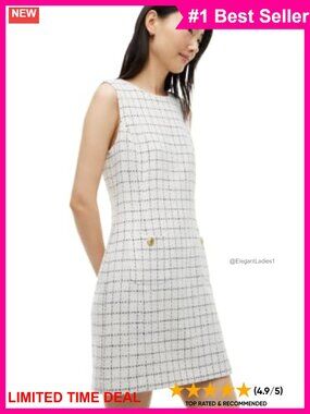 Sleeveless Tweed Boucle Mini Dress with Sequin Embroidery